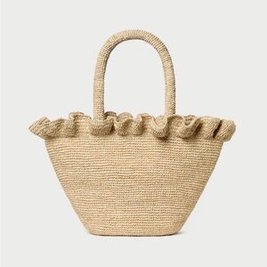 NWT, Loeffler Randall, Cyrus Raffia Woven Tote, Natural